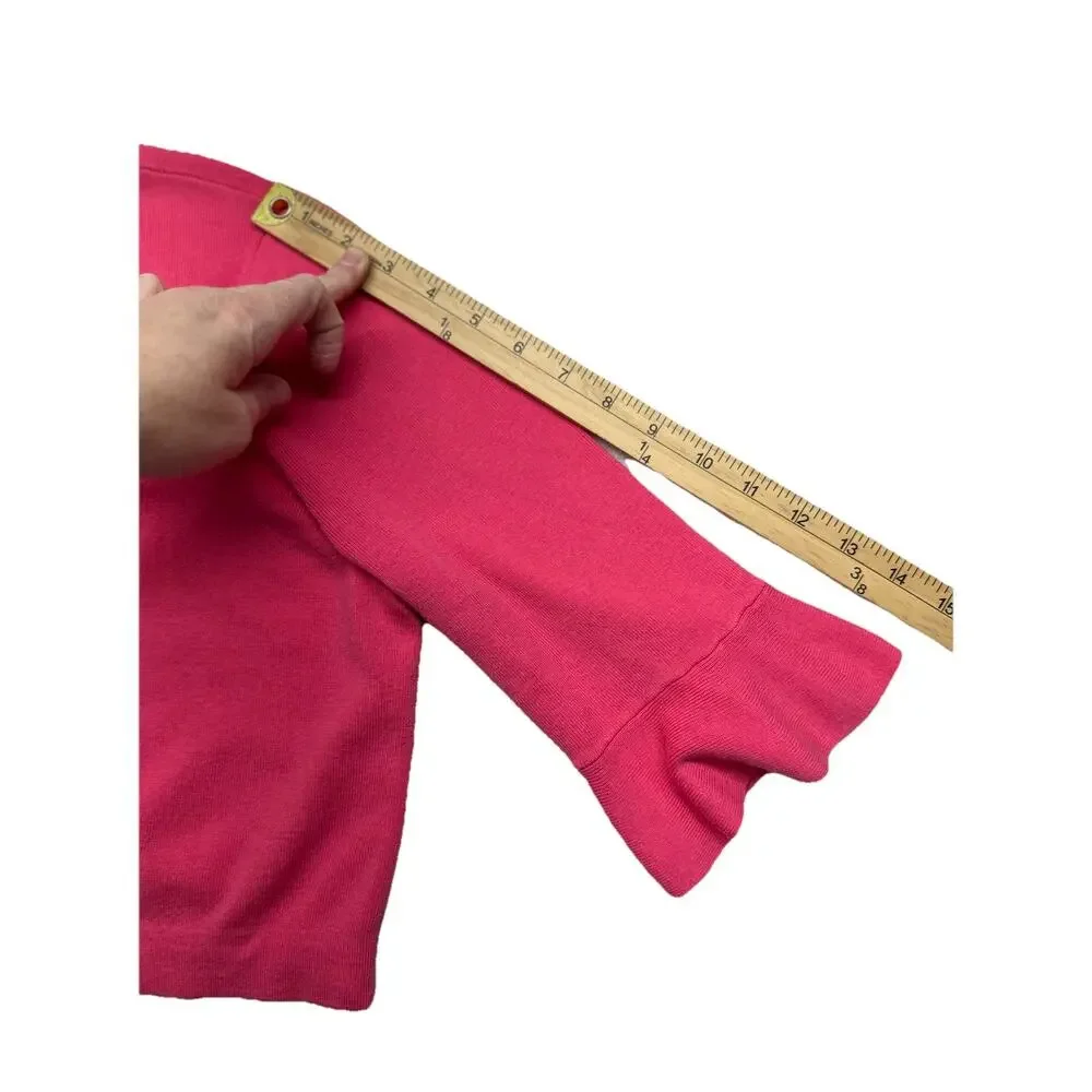 Talbots Open Cardigan Crop Sweater Womens Large Ruffle Sleeve Pink